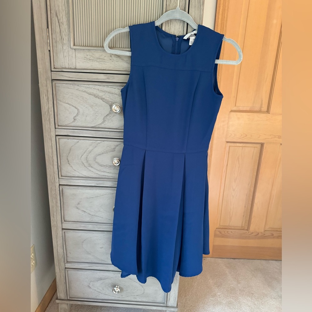 H&M Solid Blue High-Low Dress